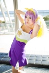 cheerleader cosplay dress hairbow hiiragi_tsukasa lucky_star mimi pom_poms purple_hair socks rating:Safe score:1 user:nil!