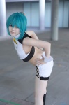 ahoge aqua_hair cosplay croptop leggings ninai_yue shorts tagme_character tagme_series rating:Safe score:1 user:nil!