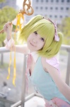 ai_(iv) cosplay green_hair hairbow macross macross_frontier ranka_lee scepter shorts tie twintails vest rating:Safe score:0 user:nil!
