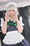 apron cosplay dress hairband izayoi_sakuya maid maid_uniform noa silver_hair touhou twin_braids rating:Safe score:0 user:nil!