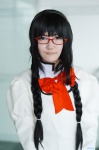 akemi_homura blouse cosplay glasses hairband nanaki puella_magi_madoka_magica school_uniform twin_braids vest rating:Safe score:0 user:nil!