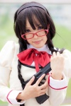 akemi_homura blazer cosplay glasses gun kipi puella_magi_madoka_magica school_uniform twin_braids rating:Safe score:0 user:DarkSSA