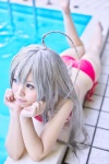 ahoge asanagi_rin bikini cosplay haiyore!_nyaruko-san nyaruko silver_hair swimsuit rating:Safe score:1 user:pixymisa