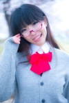amaguri_irufu blouse bowtie cardigan glasses looking_over_glasses rating:Safe score:0 user:pixymisa
