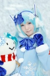 blue_hair chippu coat cosplay ear_muffs hairband hatsune_miku mittens stuffed_toy twintails vocaloid yuki_miku rating:Safe score:0 user:nil!