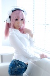 blouse cosplay denim headphones nitro_super_sonic pink_hair rinrinko shorts super_soniko rating:Safe score:0 user:nil!