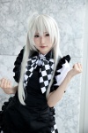 ahoge apron blouse cosplay haiyore!_nyaruko-san hiokichi miniskirt nyaruko skirt white_hair rating:Safe score:1 user:pixymisa
