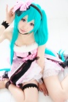 aqua_hair choker cosplay dress garter hairband hatsune_miku momoiro_reku tagme_song twintails vocaloid rating:Safe score:3 user:nil!
