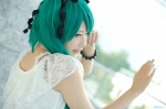 aqua_hair beng blouse cosplay hair_ribbons hatsune_miku twintails vocaloid world_is_mine_(vocaloid) rating:Safe score:1 user:nil!