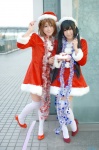 cosplay dress hirasawa_yui k-on! moeka nakano_azusa santa_costume shiina_yun stocking_cap thighhighs twintails zettai_ryouiki rating:Safe score:0 user:nil!