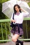 blouse bookbag dgc_0859 kneesocks koizumi_sora pleated_skirt school_uniform skirt sweater umbrella rating:Safe score:0 user:nil!