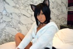 animal_ears bed black_cat_party cat_ears collar cosplay hoodie non original tail rating:Safe score:0 user:nil!
