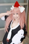 blouse cosplay danganronpa enoshima_junko hairbows kizakura_jyunko pink_hair pleated_skirt skirt stuffed_animal teddy_bear tie twintails rating:Safe score:0 user:nil!
