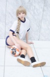 ahoge amane blonde_hair braid buruma cosplay gym_uniform pantyhose sheer_legwear shorts socks tagme_character tagme_series tshirt rating:Safe score:0 user:nil!