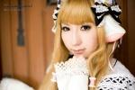 apron blonde_hair chii_(chobits) chobits choker cosplay dress hairband maid maid_uniform momoiro_merankori saku rating:Safe score:1 user:nil!