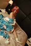 arai_yomi bed cleavage cosplay dress open_clothes pink_hair saigyouji_yuyuko socks touhou touhou_otome_rambu_vol._6 rating:Questionable score:0 user:nil!