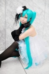 aqua_eyes aqua_hair cosplay dress elbow_gloves gloves hatsune_miku necklace petticoat thighhighs tiered_skirt top_hat twintails vocaloid yuni_(ii) rating:Safe score:2 user:pixymisa