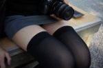 camera kanda_midori miniskirt skirt sweater thighhighs zettai_ryouiki rating:Safe score:8 user:nil!