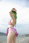 ass baseball_cap beach bikini cc code_geass cosplay green_hair miniskirt mosaic_kakera ocean skirt swimsuit tatsuki rating:Safe score:2 user:nil!