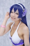 bikini_top blue_hair cleavage cosplay cyako hairband love_live!_school_idol_project sonada_umi swimsuit rating:Safe score:1 user:nil!