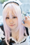apron cleavage cosplay hairband ichiru maid maid_uniform nitro_super_sonic pink_eyes pink_hair super_soniko rating:Safe score:1 user:pixymisa