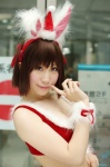 animal_ears bikini_top bunny_ears cleavage cosplay hairband hair_ribbons saki santa_costume suzumiya_haruhi suzumiya_haruhi_no_yuuutsu swimsuit rating:Safe score:0 user:nil!