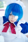 apron blue_hair cosplay dress eyepatch hairband ikkitousen iori maid maid_uniform ryomou_shimei rating:Safe score:0 user:nil!