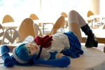 apron blue_hair boots cosplay elbow_gloves eyepatch gloves handcuffs ikkitousen kohinata_rei maid maid_uniform ryomou_shimei thighhighs rating:Safe score:3 user:nil!