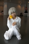 cosplay death_note dress_shirt haruta_mochiko near rubber_duckie silver_hair trousers rating:Safe score:0 user:nil!