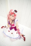bra choker cleavage cosplay dress hat momose_riyu original pink_hair side_ponytail rating:Safe score:0 user:xkaras