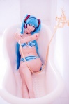 aqua_hair bathroom bathtub bikini cleavage cosplay hatsune_miku headset mashiro_yuki project_diva swimsuit twintails vocaloid rating:Safe score:1 user:nil!