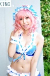 bikini cosplay hairband narumi_lain pantyhose pink_hair saigyouji_yuyuko swimsuit touhou wristband rating:Safe score:0 user:pixymisa