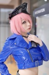 cosplay cropped_jacket original pink_hair police_hat police_uniform policewoman shorts so-da rating:Safe score:1 user:nil!