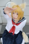 aka animal_ears blonde_hair cat_ears cosplay kneesocks loveless nakano_yamato pleated_skirt sailor_uniform school_uniform skirt tail rating:Safe score:1 user:nil!