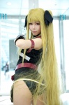 ass blonde_hair cosplay dress fate_testarossa lyrical_nanoha panties pantyhose shimotsuki_sato twintails rating:Safe score:6 user:nil!