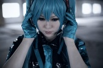aqua_hair blouse cosplay gloves hatsune_miku headset koi_wa_sensou_(vocaloid) kurosawa_rai tie twintails vocaloid rating:Safe score:0 user:nil!