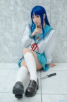 asakura_ryouko blue_hair cosplay ibara kneesocks knife pantyhose pleated_skirt sailor_uniform school_uniform skirt suzumiya_haruhi_no_yuuutsu rating:Safe score:0 user:nil!