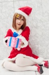 cosplay hair_clips hirasawa_yui k-on! pantyhose santa_costume shiina_haru stocking_cap white_legwear rating:Safe score:1 user:pixymisa