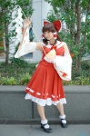 blouse cosplay detached_sleeves hairbow hakurei_reimu kishigami_hana miko skirt socks touhou rating:Safe score:1 user:nil!