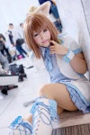 blouse boots cosplay hagiwara_yukiho idolmaster microphone rika_maru scarf_tie skirt vest rating:Safe score:0 user:pixymisa