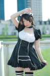 apron choker cosplay cyborg_nene dress dress_lift hairband maid maid_uniform original striped thighhighs zettai_ryouiki rating:Safe score:0 user:nil!