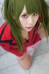 blazer cleavage cosplay green_hair ikkitousen kagami_sou legwarmers pleated_skirt ryofu_housen school_uniform skirt twintails rating:Safe score:0 user:nil!