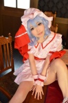 blue_hair cosplay dress hat remilia_scarlet shizuku socks touhou touhou_muge_youji wings rating:Safe score:0 user:nil!