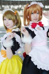 apron cosplay dress koizumi_hanayo kousaka_honoka love_live!_school_idol_project maid maid_uniform mike orange_hair sakiko side_ponytail rating:Safe score:0 user:nil!