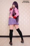 bakemonogatari blouse chihane cosplay pleated_skirt purple_hair school_uniform senjougahara_hitagi skirt thighhighs tie zettai_ryouiki rating:Safe score:1 user:nil!