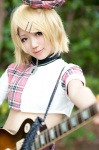 blonde_hair cosplay croptop guitar hairbow kagamine_rin maxazi-k miniskirt skirt vocaloid rating:Safe score:2 user:pixymisa