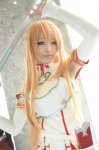 asuna_(sao) blonde_hair cosplay detached_sleeves military_uniform nakko sword sword_art_online rating:Safe score:1 user:pixymisa