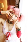 babydoll choker cleavage cosplay detached_sleeves gloves hair_ribbons hanamura_misaki kaname_madoka leash open_clothes pink_hair puella_magi_madoka_magica twintails rating:Safe score:1 user:nil!