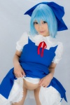 blouse blue_hair cirno cosplay dress_lift hairbow jumper lenfried touhou rating:Explicit score:5 user:nil!