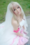 cosplay macross macross_frontier multi-colored_hair pantyhose sheryl_nome veil wakame wedding_gown rating:Safe score:0 user:nil!